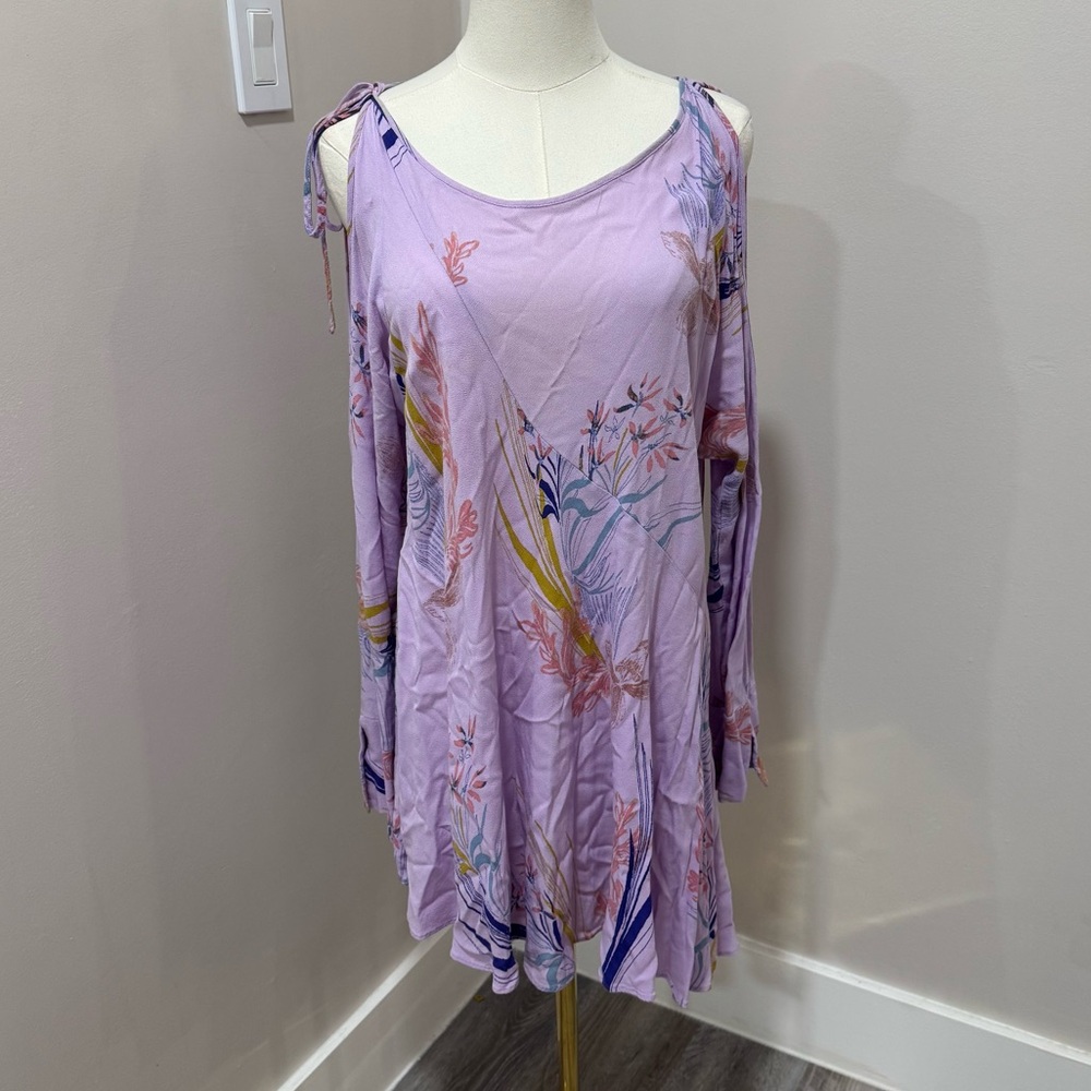 FREE PEOPLE Clear Skies Cold Shoulder Lilac Mini Dress Small - Picture 3 of 7